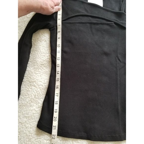 Citizens of Humanity Iris Long Sleeve Cut-Off/Out Rib Knit BLACK Top Women's S - Picture 13 of 16